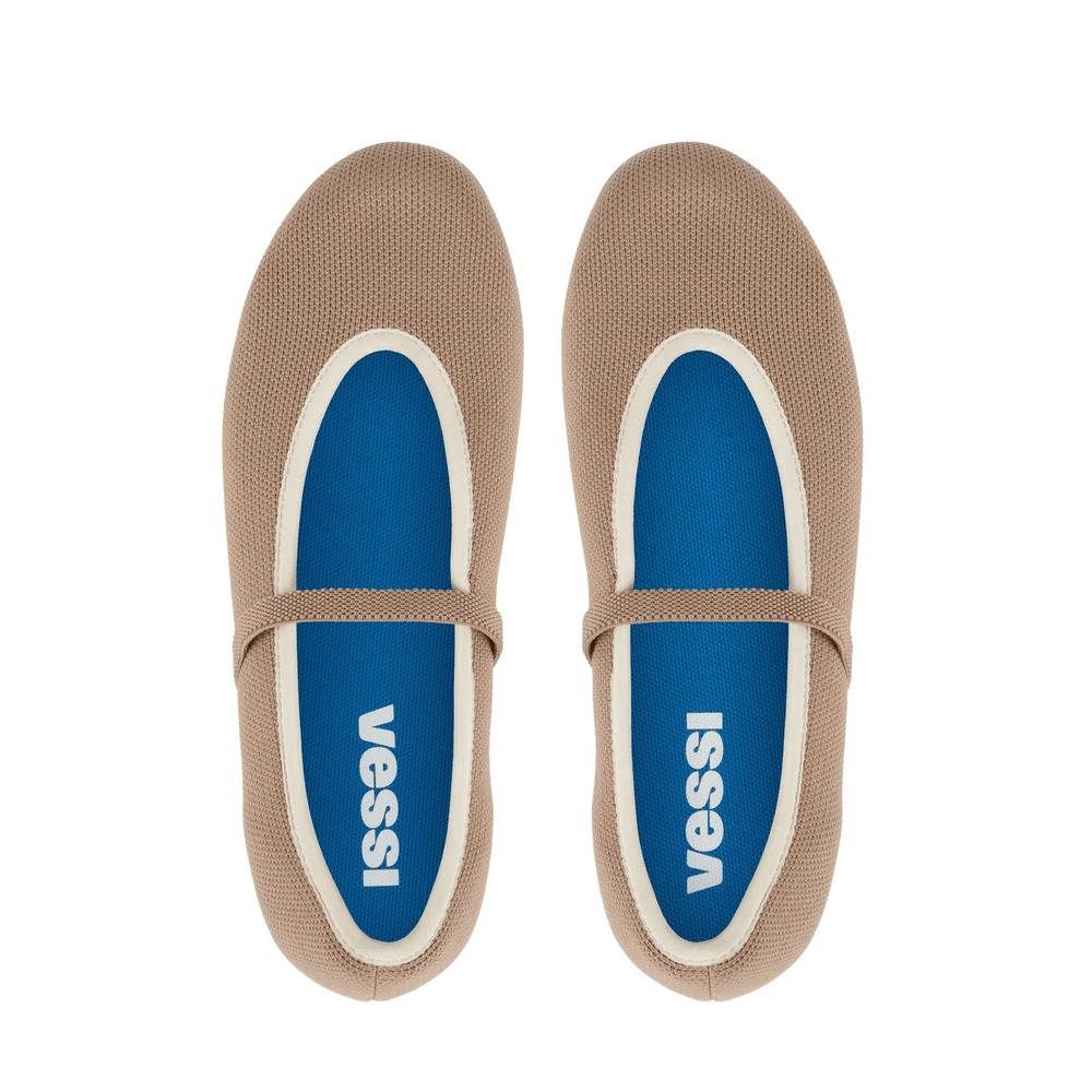 Vessi Flats Market Mary Jane Waterproof Shore Ivory Tan size 8